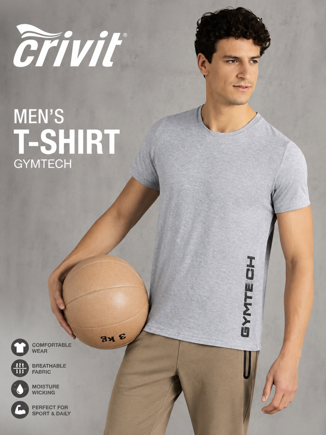 تیشرت ورزشی مردانه کرویت  crivit•تنفس پذیر کد 502