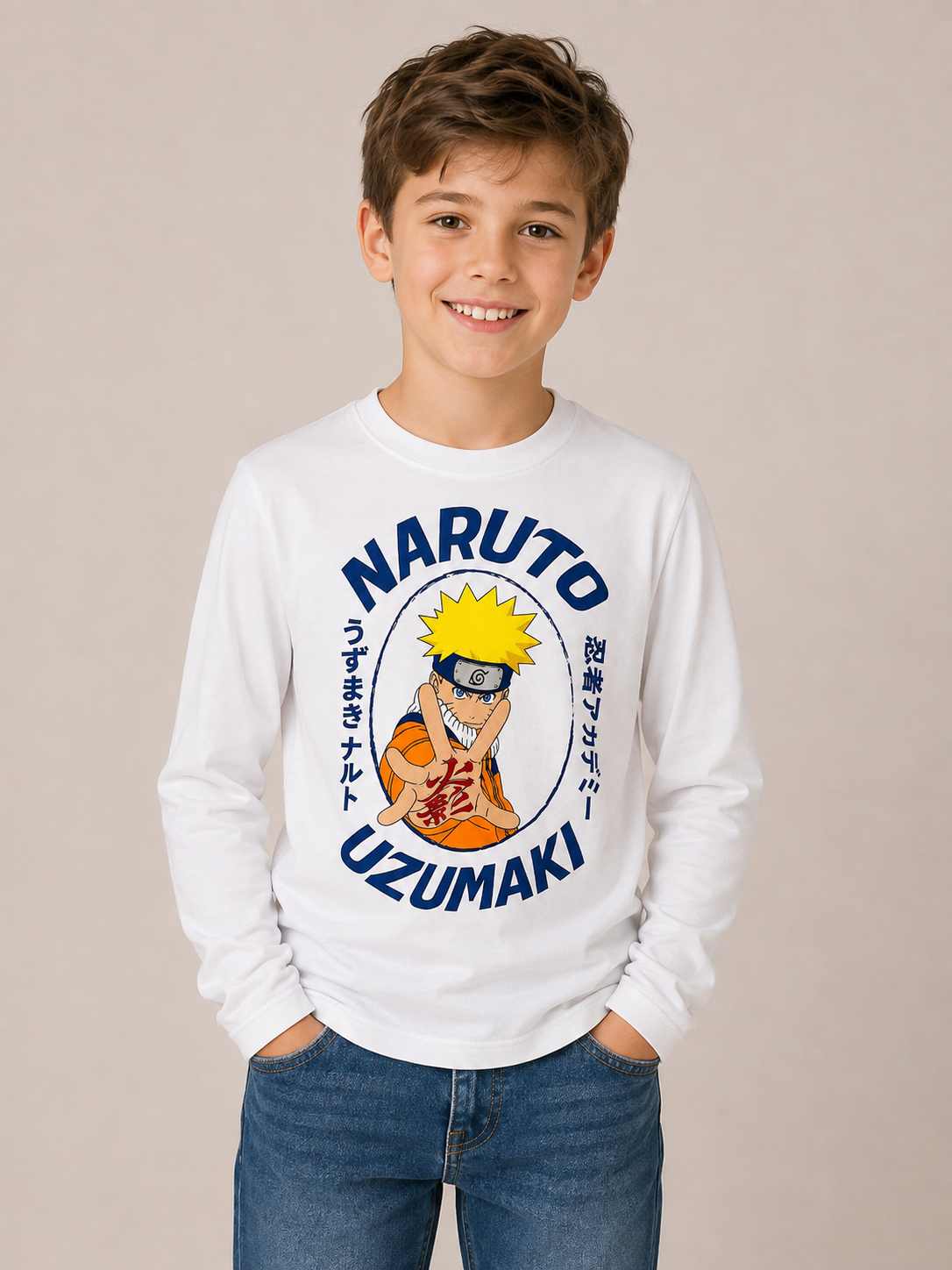 تیشرت آستین بلند بچگانه طرح Naruto Uzumaki  کد 1014