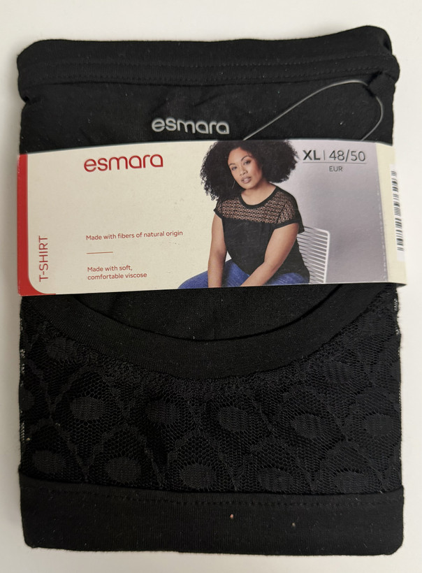 تیشرت آستین کوتاه زنانه اسمارا esmara رنگ مشکی طرح دار