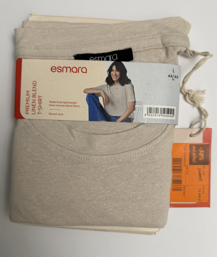 تیشرت آستین کوتاه زنانه اسمارا esmara رنگ بژ ( کرم روشن)