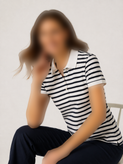 پولیشرت آستین کوتاه زنانه اسمارا Esmara طرح راه راه سفید مشکی