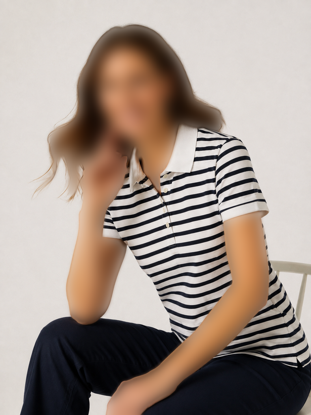 پولیشرت آستین کوتاه زنانه اسمارا Esmara طرح راه راه سفید مشکی